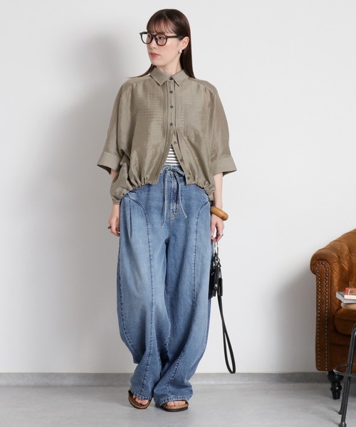 cepo（セポ）の「【新色追加】〈夏を纏う、ふんわりバルーンシルエット〉シアードルマンスリーブドロストタックシャツ（シャツ/ブラウス・レディース・ピンク/オフホワイト/ブラック/カーキ/サックスブルー・M）」の12枚目の写真