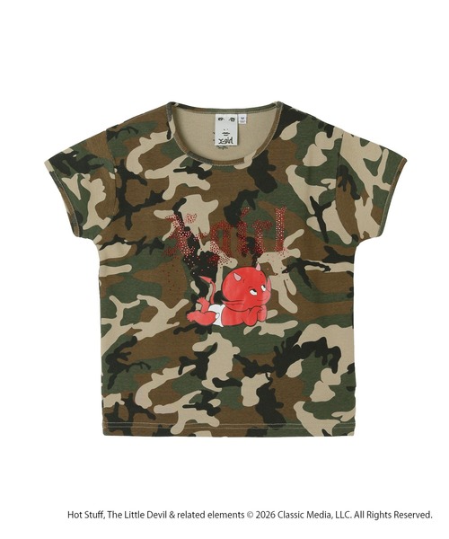 X-girl（エックスガール）の「X-girl | HOT STUFF RHINESTONE S/S BABY TEE（Tシャツ/カットソー・レディース・カモフラージュ/ホワイト・S/M）」の10枚目の写真