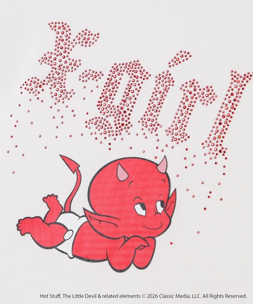 X-girl（エックスガール）の「X-girl | HOT STUFF RHINESTONE S/S BABY TEE（Tシャツ/カットソー・レディース・カモフラージュ/ホワイト・S/M）」の14枚目の写真