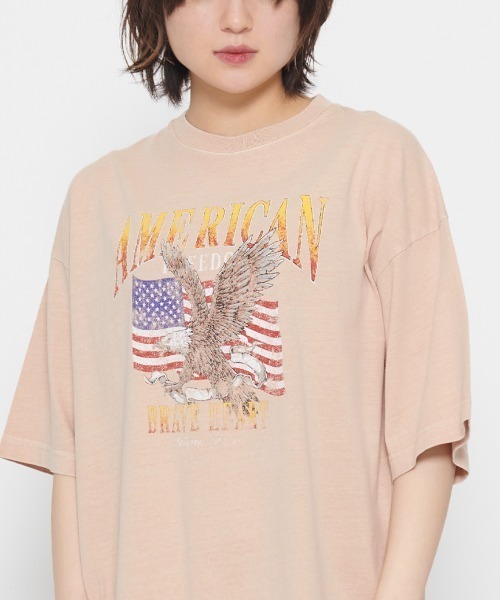 DOUBLE STEAL(ダブルスティール)の「AMERICANプリント イーグルTシャツ(Tシャツ/カットソー・レディース・ベビーピンク/カーキ・FREE)」の3枚目の写真