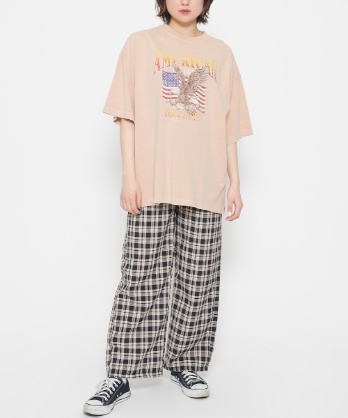 DOUBLE STEAL(ダブルスティール)の「AMERICANプリント イーグルTシャツ(Tシャツ/カットソー・レディース・ベビーピンク/カーキ・FREE)」の4枚目の写真