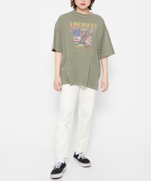 DOUBLE STEAL(ダブルスティール)の「AMERICANプリント イーグルTシャツ(Tシャツ/カットソー・レディース・ベビーピンク/カーキ・FREE)」の8枚目の写真