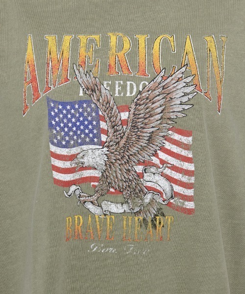 DOUBLE STEAL(ダブルスティール)の「AMERICANプリント イーグルTシャツ(Tシャツ/カットソー・レディース・ベビーピンク/カーキ・FREE)」の9枚目の写真