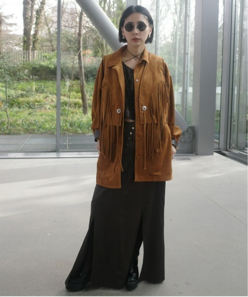 Ameri(アメリ)の「WESTERN FRINGE SYNTHETIC SUEDE VEST(ベスト・レディース・パープル/ブラウン・FREE)」の10枚目の写真