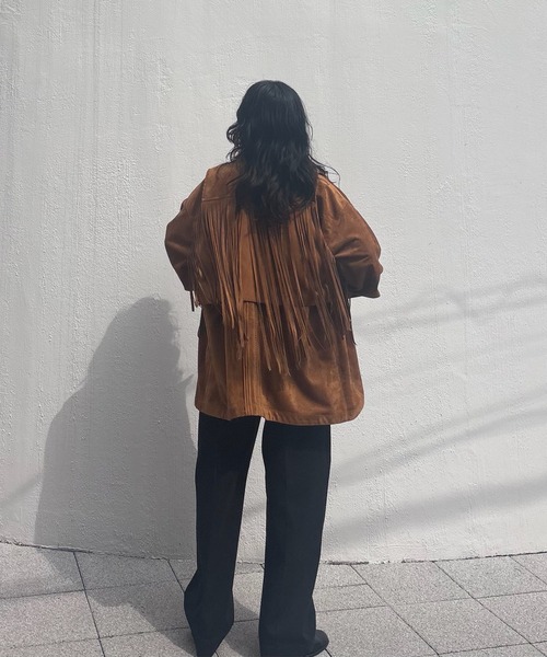 Ameri(アメリ)の「WESTERN FRINGE SYNTHETIC SUEDE VEST(ベスト・レディース・パープル/ブラウン・FREE)」の7枚目の写真