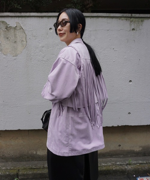 Ameri(アメリ)の「WESTERN FRINGE SYNTHETIC SUEDE VEST(ベスト・レディース・パープル/ブラウン・FREE)」の20枚目の写真