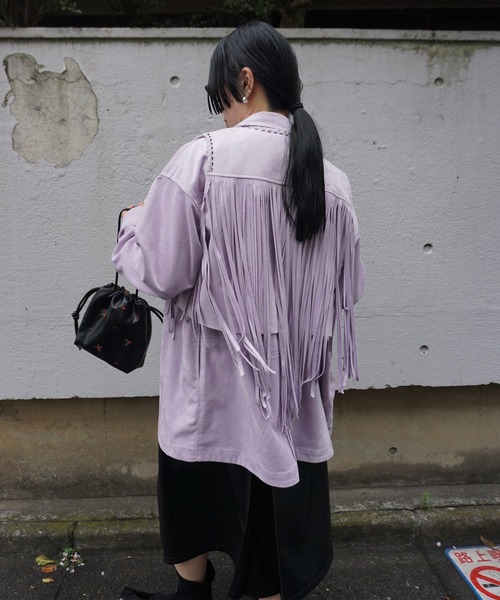 Ameri(アメリ)の「WESTERN FRINGE SYNTHETIC SUEDE VEST(ベスト・レディース・パープル/ブラウン・FREE)」の21枚目の写真