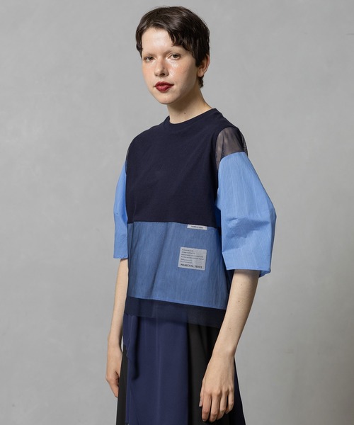MARECHAL TERRE（マルシャルテル）の「部分シアートップス（Tシャツ/カットソー・レディース・グレイッシュベージュ/ネイビー/ブラック・MEDIUM）」の19枚目の写真
