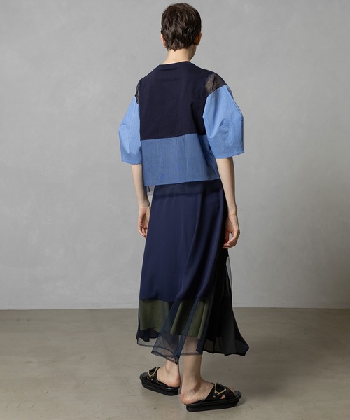 MARECHAL TERRE（マルシャルテル）の「部分シアートップス（Tシャツ/カットソー・レディース・グレイッシュベージュ/ネイビー/ブラック・MEDIUM）」の21枚目の写真