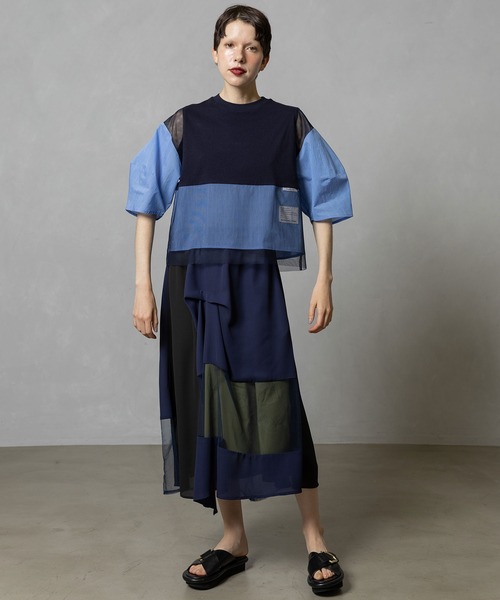 MARECHAL TERRE（マルシャルテル）の「部分シアートップス（Tシャツ/カットソー・レディース・グレイッシュベージュ/ネイビー/ブラック・MEDIUM）」の13枚目の写真