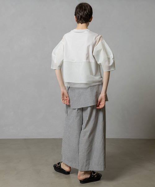 MARECHAL TERRE（マルシャルテル）の「部分シアートップス（Tシャツ/カットソー・レディース・グレイッシュベージュ/ネイビー/ブラック・MEDIUM）」の16枚目の写真