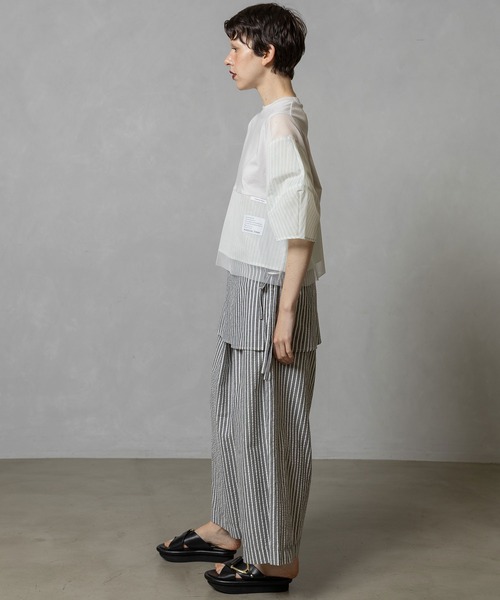 MARECHAL TERRE（マルシャルテル）の「部分シアートップス（Tシャツ/カットソー・レディース・グレイッシュベージュ/ネイビー/ブラック・MEDIUM）」の17枚目の写真