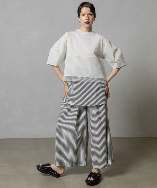 MARECHAL TERRE（マルシャルテル）の「部分シアートップス（Tシャツ/カットソー・レディース・グレイッシュベージュ/ネイビー/ブラック・MEDIUM）」の18枚目の写真