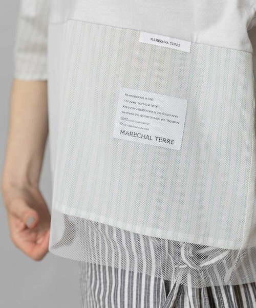 MARECHAL TERRE（マルシャルテル）の「部分シアートップス（Tシャツ/カットソー・レディース・グレイッシュベージュ/ネイビー/ブラック・MEDIUM）」の9枚目の写真