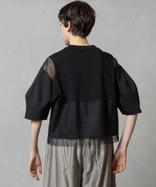 MARECHAL TERRE（マルシャルテル）の「部分シアートップス（Tシャツ/カットソー・レディース・グレイッシュベージュ/ネイビー/ブラック・MEDIUM）」の12枚目の写真