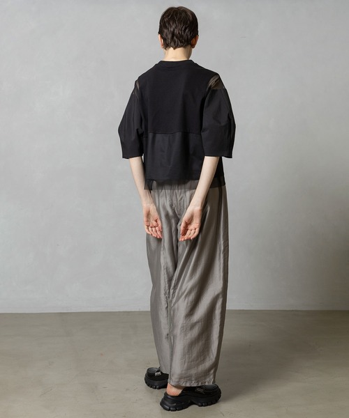 MARECHAL TERRE（マルシャルテル）の「部分シアートップス（Tシャツ/カットソー・レディース・グレイッシュベージュ/ネイビー/ブラック・MEDIUM）」の4枚目の写真