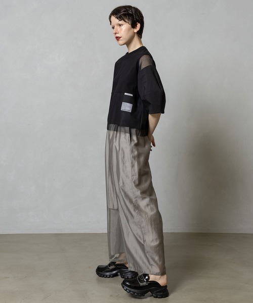 MARECHAL TERRE（マルシャルテル）の「部分シアートップス（Tシャツ/カットソー・レディース・グレイッシュベージュ/ネイビー/ブラック・MEDIUM）」の5枚目の写真