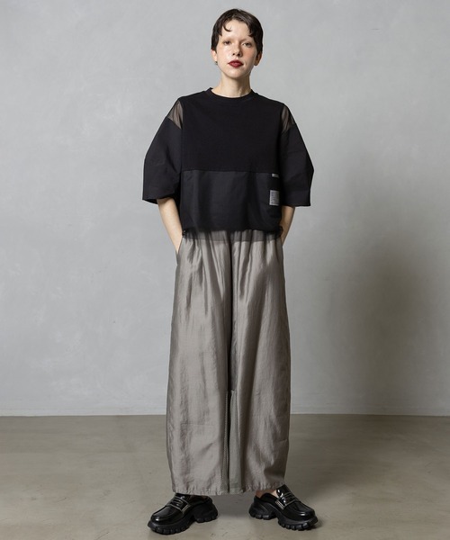 MARECHAL TERRE（マルシャルテル）の「部分シアートップス（Tシャツ/カットソー・レディース・グレイッシュベージュ/ネイビー/ブラック・MEDIUM）」の6枚目の写真