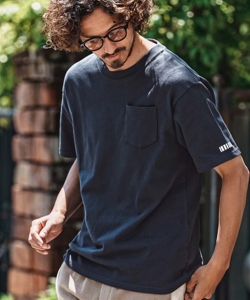 felkod(フィルコッド)の「mt10584- Barcode Embroidery 10oz Pocket Tee スーパーヘビーウェイトTシャツ(F26A320)(Tシャツ/カットソー・メンズ・ホワイト×ピンク/ネイビー/ブラック・S/M/L/XL)」の3枚目の写真