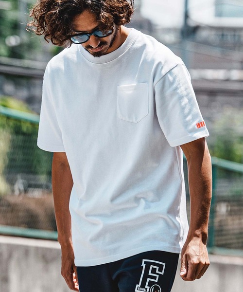 felkod(フィルコッド)の「mt10584- Barcode Embroidery 10oz Pocket Tee スーパーヘビーウェイトTシャツ(F26A320)(Tシャツ/カットソー・メンズ・ホワイト×ピンク/ネイビー/ブラック・S/M/L/XL)」の5枚目の写真