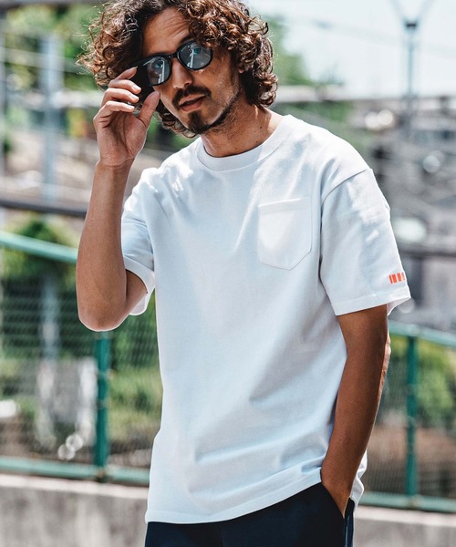 felkod(フィルコッド)の「mt10584- Barcode Embroidery 10oz Pocket Tee スーパーヘビーウェイトTシャツ(F26A320)(Tシャツ/カットソー・メンズ・ホワイト×ピンク/ネイビー/ブラック・S/M/L/XL)」の6枚目の写真