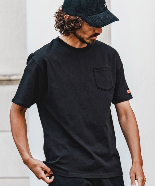 felkod(フィルコッド)の「mt10584- Barcode Embroidery 10oz Pocket Tee スーパーヘビーウェイトTシャツ(F26A320)(Tシャツ/カットソー・メンズ・ホワイト×ピンク/ネイビー/ブラック・S/M/L/XL)」の10枚目の写真