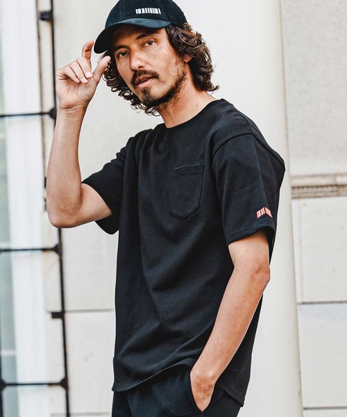 felkod(フィルコッド)の「mt10584- Barcode Embroidery 10oz Pocket Tee スーパーヘビーウェイトTシャツ(F26A320)(Tシャツ/カットソー・メンズ・ホワイト×ピンク/ネイビー/ブラック・S/M/L/XL)」の11枚目の写真