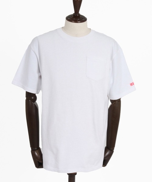 felkod(フィルコッド)の「mt10584- Barcode Embroidery 10oz Pocket Tee スーパーヘビーウェイトTシャツ(F26A320)(Tシャツ/カットソー・メンズ・ホワイト×ピンク/ネイビー/ブラック・S/M/L/XL)」の17枚目の写真
