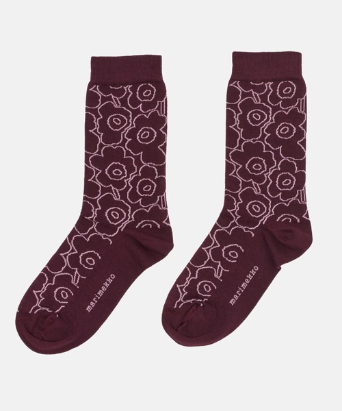 marimekko(マリメッコ)の「Linjaus Piirto Unikko / Socks(ソックス/靴下・レディース・ダークパープル/ネイビー/イエロー・35/39)」の2枚目の写真