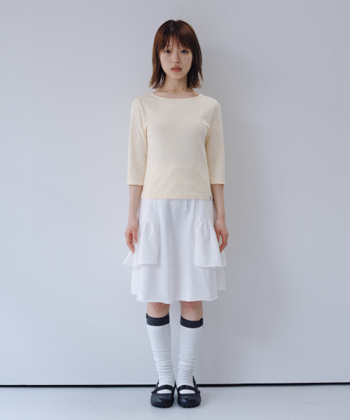 OHESHIO(オヘシオ)の「BASIC 3/4 SLEEVE T-SHIRT, BUTTER(Tシャツ/カットソー・レディース・その他・FREE)」の3枚目の写真