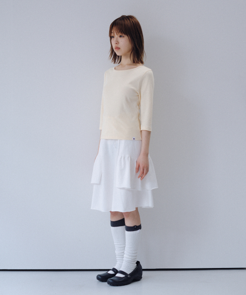 OHESHIO(オヘシオ)の「BASIC 3/4 SLEEVE T-SHIRT, BUTTER(Tシャツ/カットソー・レディース・その他・FREE)」の4枚目の写真