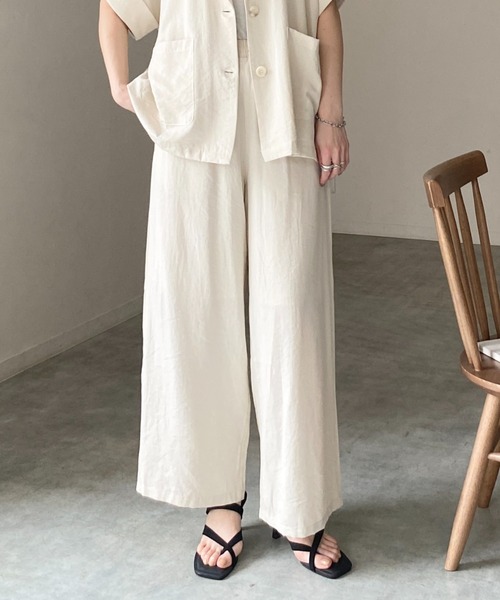 She's Closet(シーズクローゼット)の「リネンライク ストレートセミワイドパンツ / イージーパンツ(その他パンツ・レディース・ライトベージュ・FREE)」の1枚目の写真