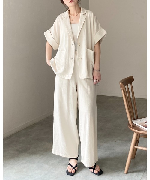 She's Closet(シーズクローゼット)の「リネンライク ストレートセミワイドパンツ / イージーパンツ(その他パンツ・レディース・ライトベージュ・FREE)」の2枚目の写真