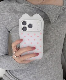 Vini（ヴィニ）の「うさ耳×ドット柄 ソフト シリコン iPhone ケース 13/14/15.16/17.17Pro（スマホケース/カバー）」