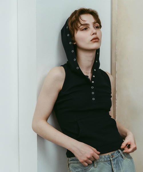 Knuth Marf(クヌースマーフ)の「Knuth Marf / クヌースマーフ snap-button hoodie(その他トップス・レディース・ネイビー/チャコールグレー/ホワイト・FREE)」の2枚目の写真