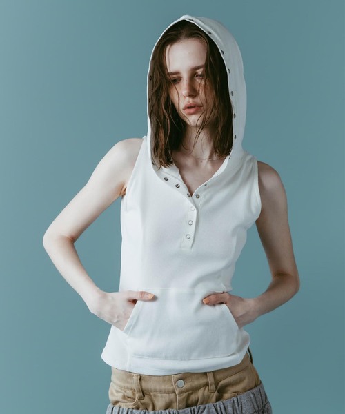 Knuth Marf(クヌースマーフ)の「Knuth Marf / クヌースマーフ snap-button hoodie(その他トップス・レディース・ネイビー/チャコールグレー/ホワイト・FREE)」の1枚目の写真