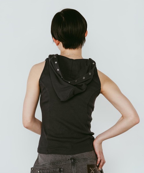 Knuth Marf(クヌースマーフ)の「Knuth Marf / クヌースマーフ snap-button hoodie(その他トップス・レディース・ネイビー/チャコールグレー/ホワイト・FREE)」の22枚目の写真