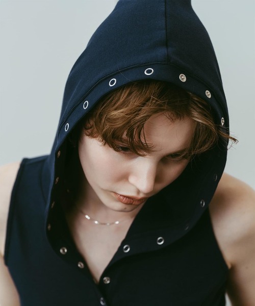 Knuth Marf(クヌースマーフ)の「Knuth Marf / クヌースマーフ snap-button hoodie(その他トップス・レディース・ネイビー/チャコールグレー/ホワイト・FREE)」の4枚目の写真