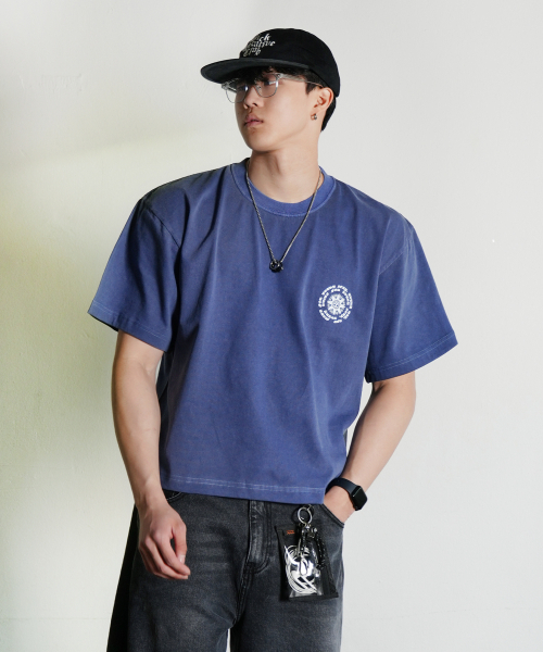 THE MILE(ザマイル)の「ボイドガーメンツ クロップクルーネック_PIGMENT BLUE(Tシャツ/カットソー・メンズ・その他・SMALL/MEDIUM/LARGE/X-LARGE)」の1枚目の写真