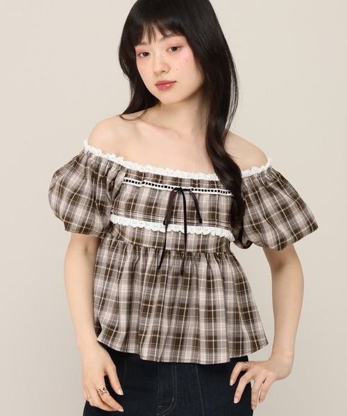 Heather（ヘザー）の「アソートリボンレースブラウス（半袖）　1052080（シャツ/ブラウス・レディース・ホワイト系その他/ブラウン系その他・FREE）」の2枚目の写真