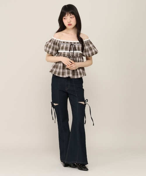 Heather（ヘザー）の「アソートリボンレースブラウス（半袖）　1052080（シャツ/ブラウス・レディース・ホワイト系その他/ブラウン系その他・FREE）」の5枚目の写真