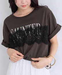 レースレイヤードロゴ半袖Tシャツ