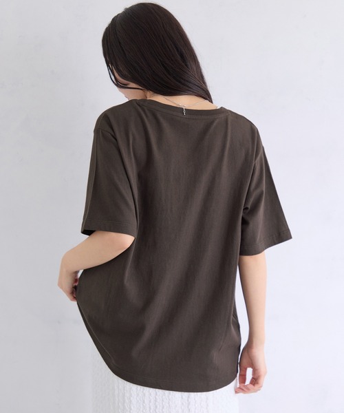 VIS（ビス）の「レースレイヤードロゴ半袖Tシャツ（Tシャツ/カットソー・レディース・ダークブラウン/サックスブルー/ホワイト・FREE）」の13枚目の写真
