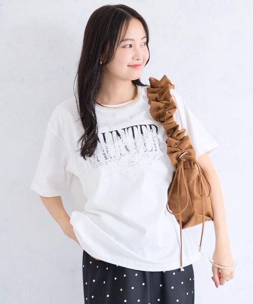 VIS（ビス）の「レースレイヤードロゴ半袖Tシャツ（Tシャツ/カットソー・レディース・ダークブラウン/サックスブルー/ホワイト・FREE）」の19枚目の写真
