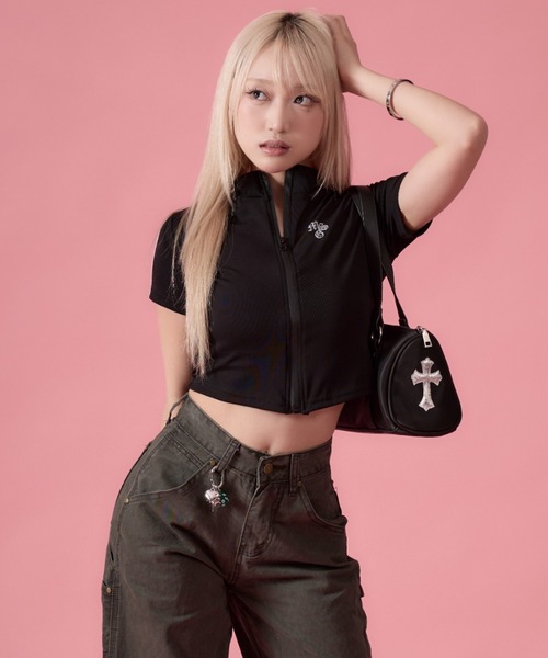 mindseeker girls(マインドシーカーガールズ)の「Side-stripe Zip-up Track Jacket / サイドストライプジップアップトラックジャケット(ポロシャツ・レディース・ホワイト/ブラック・FREE)」の12枚目の写真