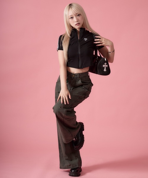 mindseeker girls(マインドシーカーガールズ)の「Side-stripe Zip-up Track Jacket / サイドストライプジップアップトラックジャケット(ポロシャツ・レディース・ホワイト/ブラック・FREE)」の15枚目の写真