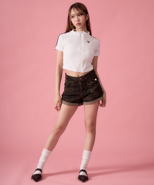 mindseeker girls(マインドシーカーガールズ)の「Side-stripe Zip-up Track Jacket / サイドストライプジップアップトラックジャケット(ポロシャツ・レディース・ホワイト/ブラック・FREE)」の8枚目の写真