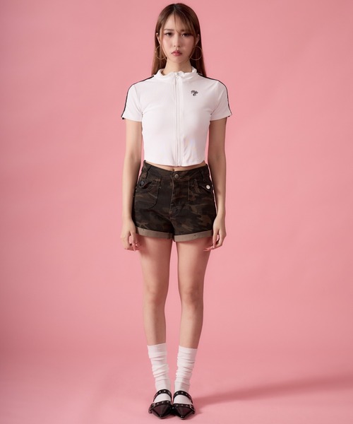 mindseeker girls(マインドシーカーガールズ)の「Side-stripe Zip-up Track Jacket / サイドストライプジップアップトラックジャケット(ポロシャツ・レディース・ホワイト/ブラック・FREE)」の7枚目の写真
