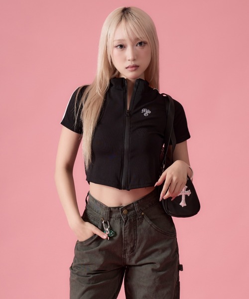 mindseeker girls(マインドシーカーガールズ)の「Side-stripe Zip-up Track Jacket / サイドストライプジップアップトラックジャケット(ポロシャツ・レディース・ホワイト/ブラック・FREE)」の11枚目の写真