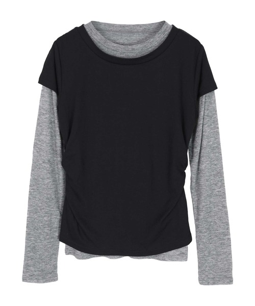 miette(ミエット)の「2枚セットレイヤードTシャツ(Tシャツ/カットソー・レディース・ブラウン/ブラック/チャコール・S/M/L)」の13枚目の写真